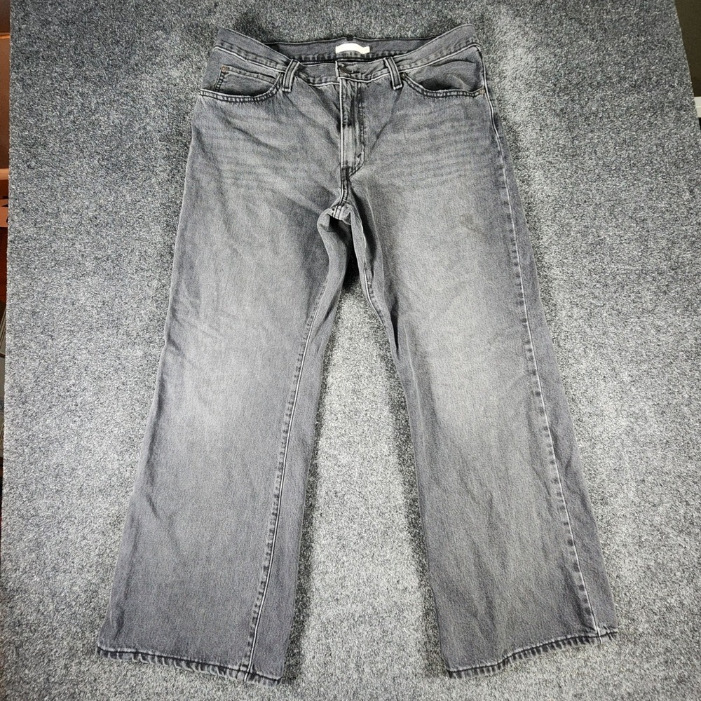 Levis 94 Baggy Bootcut Jeans Womens 33 Gray‎ Washed Black Denim Wide Leg Boho